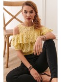 Lemon short blouse with polka dots 21521 - Online store - Boutique